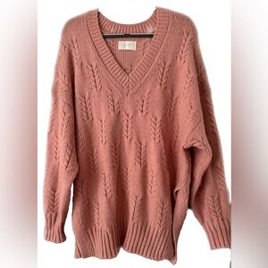 Lucky Brand Cable Knit V-Neck Tunic Sweater Size Large